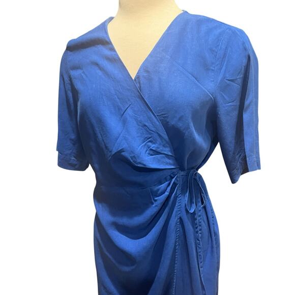 & OTHER STORIES Midi Wrap Dress Blue Size 10 - Picture 6 of 10